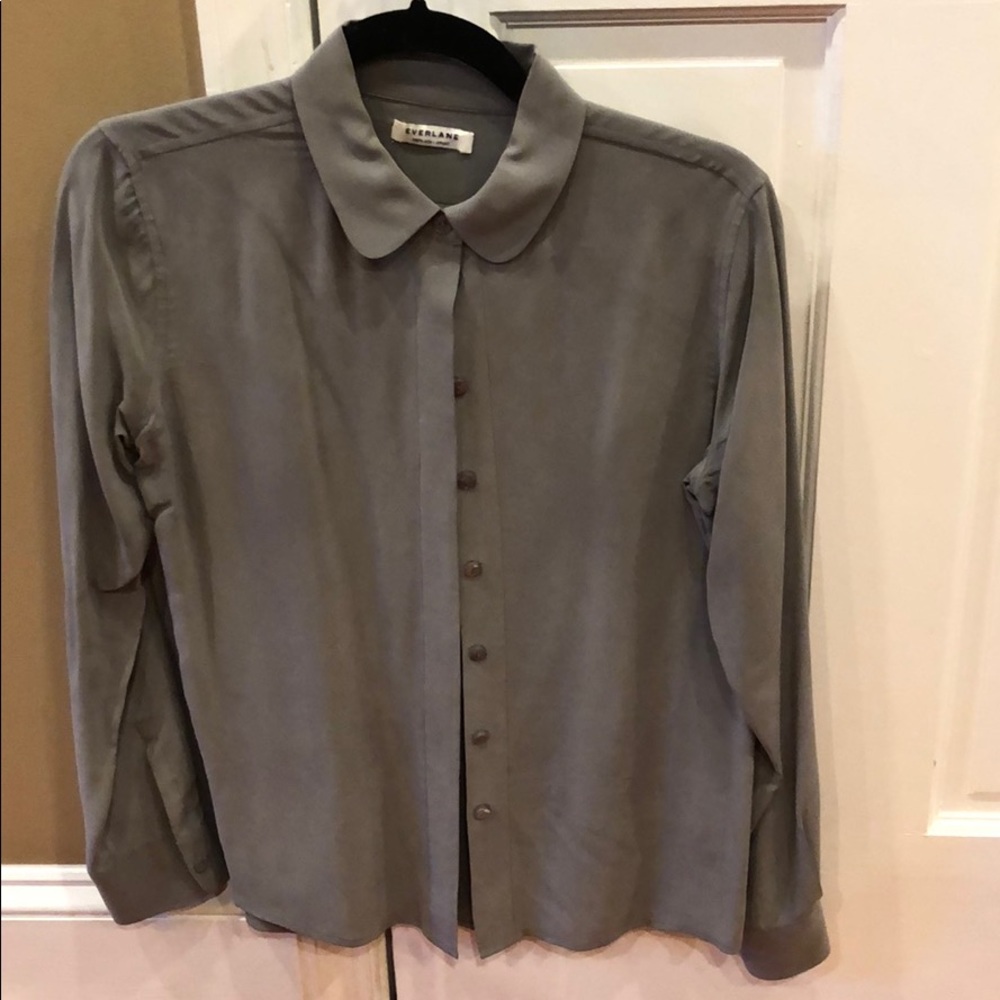 Everlane silk rounded collar long sleeve shirt